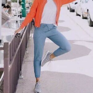 Albion Jet Setters Jogger Pants  Size S Ankle Zip Light Blue Drawstring Waist‎